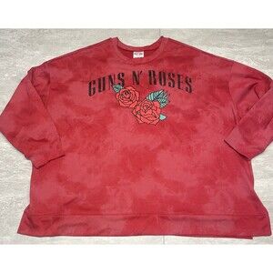 Guns N Roses Womens 3X  Red Tie Die Sweatshirt Rocker Heavy Metal Grunge Edgy